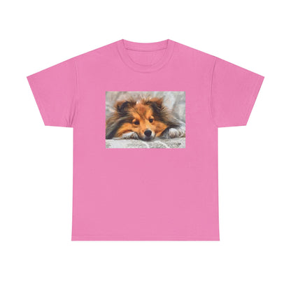 Shetland Sheepdog 'Sleepy Sheltie' Unisex Heavy Cotton Tee