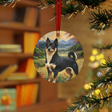 Black and Tan Shiba Inu - Christmas Tree Metal Ornaments