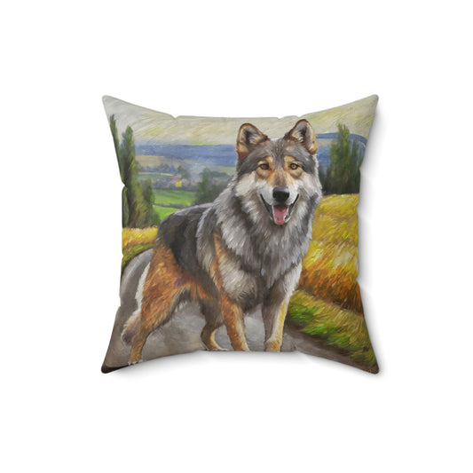Czechoslovakian Vlcak 'Wolfdog'  - Spun Polyester Throw Pillow