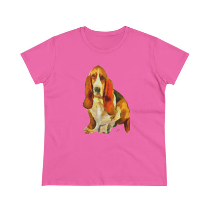 Basset Hound 'Lautrec' Women's Midweight Cotton Tee