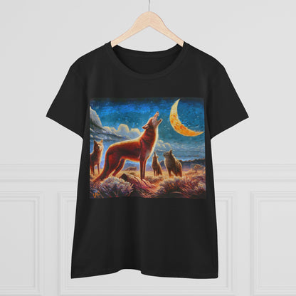 Coyotees under Moonlight Women's Midweight Cotton Tee