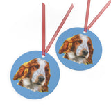 Irish Red & White Setter Metal Ornaments