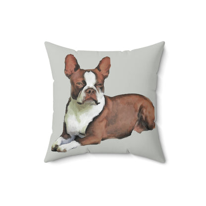 Boston Terrier 'Seely' Spun Polyester Throw Pillow