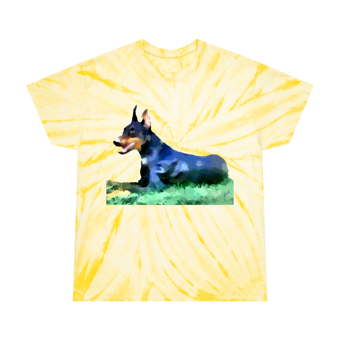 Doberman Pinscher Unisex Tie-Dye Cotton Tee, Cyclone