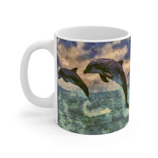 Dolphins 'Flip & Flop ' Ceramic Mug 11oz