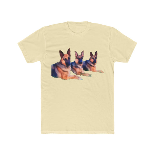 German Shepherd Trio Men's Fitted Cotton Crew Tee
