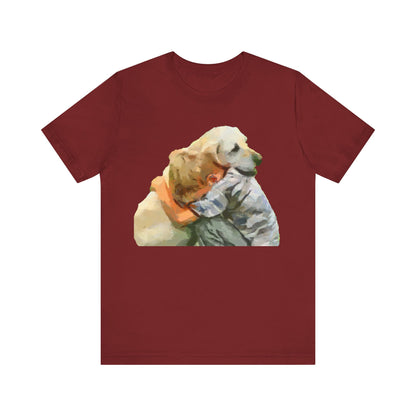 Yellow Labrador Retriever and Child - Unisex Jersey Short Sleeve Tee