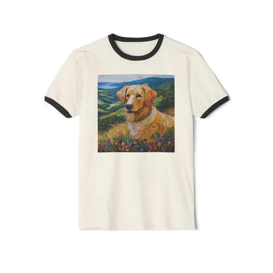 Golden Retriever #3 - Unisex Cotton Ringer T-Shirt
