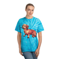 Dachshund 'Simone' Unisex Cotton Tie-Dye Tee, Cyclone