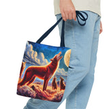 Coyotees Howling Under Moonlight Tote Bag