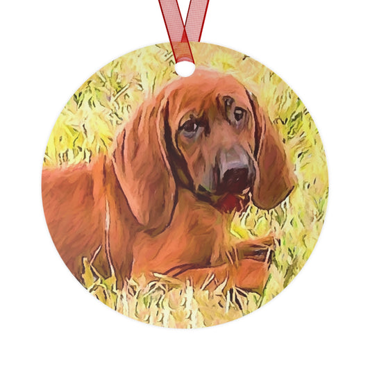 Redbone Coonhound Christmas Tree Metal Ornaments