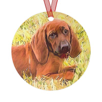 Redbone Coonhound Christmas Tree Metal Ornaments