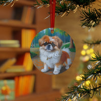 Pekingese Puppy - Christmas Tree  Metal Ornaments