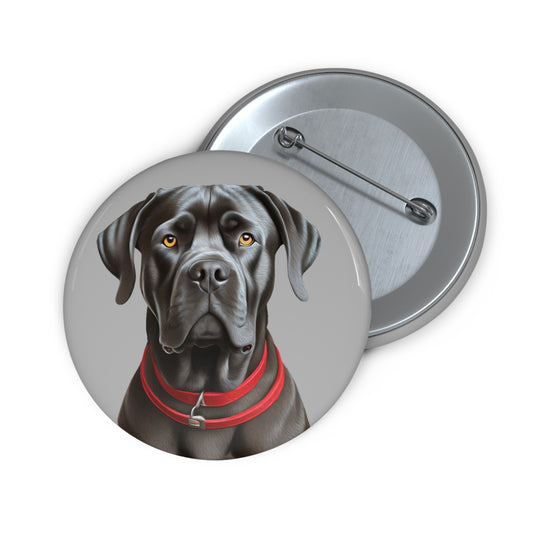 Cane Corso Charm: Metal Pinback Buttons