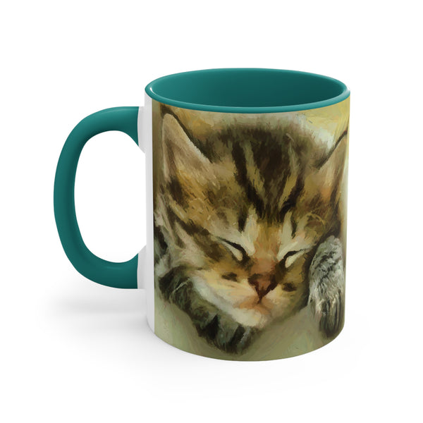 Sleepy Brucie the Cat - Ceramic Accent Coffee Mug, 11oz