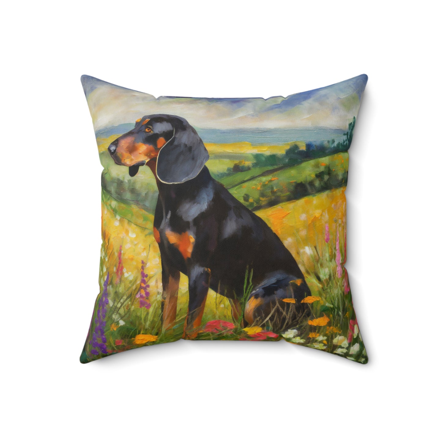 Black & Tan Coonhound - Spun Polyester Square Pillow