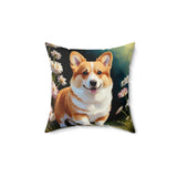 Welsh Corgi Puppy - Spun Polyester Throw Pillow