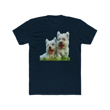 Elegant West Highland Terrier Artistic Painting Men's Fitted Cotton Crew Tee