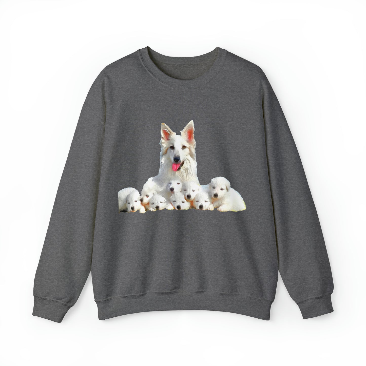 White Swiss Shepherds - 'Heidi and Her Pups' Unisex 50/50 Crewneck Sweatshirt