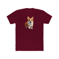 Welsh Corgi Puppy - Men's Fitted Cotton Crew Tee