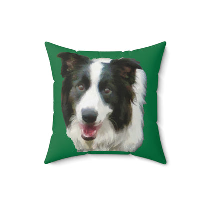 Border Collie #2 Spun Polyester Throw Pillow