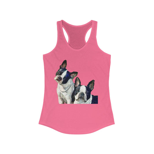 Skipper & Dee Dee: Boston Terriers Women's Racerback Tank