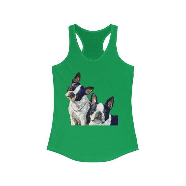 Skipper & Dee Dee: Boston Terriers Women's Racerback Tank