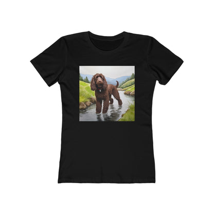 Irish Water Spaniel Artistic Painting Women's Slim Fitted Ringspun Cotton Tee