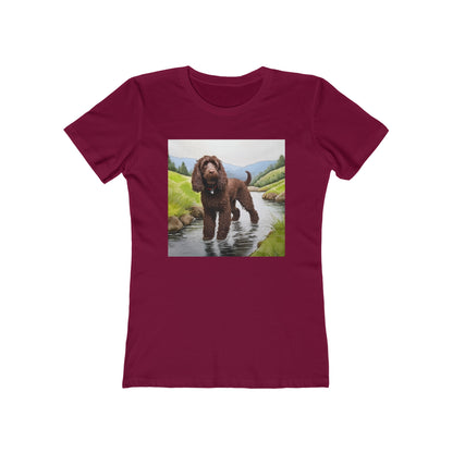 Irish Water Spaniel Artistic Painting Women's Slim Fitted Ringspun Cotton Tee