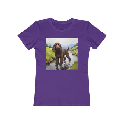 Irish Water Spaniel Artistic Painting Women's Slim Fitted Ringspun Cotton Tee