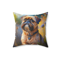 Brussels Griffon Spun Polyester Throw  Pillow