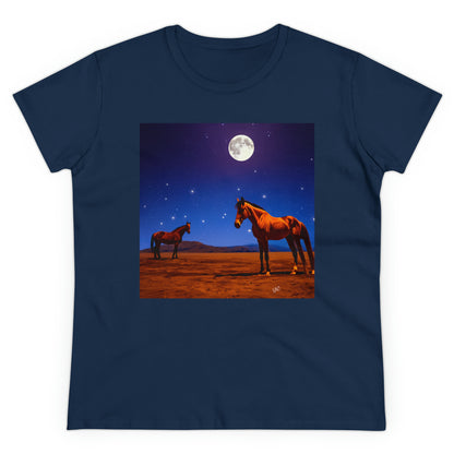 Horses in moonlight - Women's Midweight Cotton Tee
