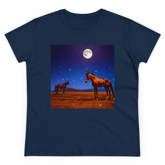 Horses in moonlight - Women's Midweight Cotton Tee