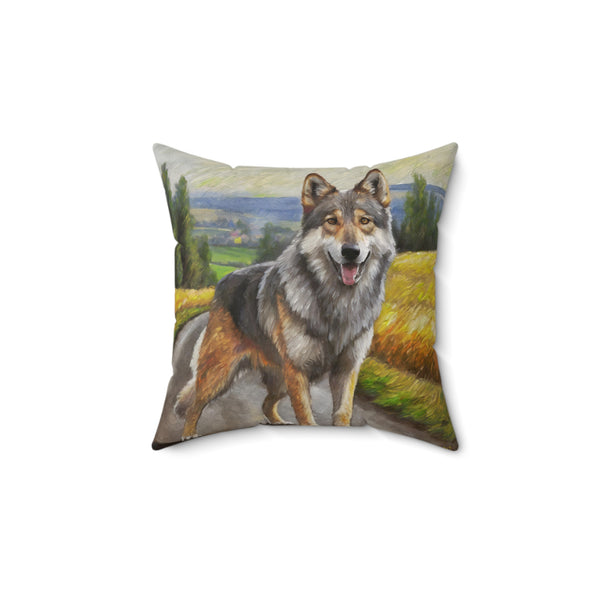 Czechoslovakian Vlcak 'Wolfdog'  - Spun Polyester Throw Pillow