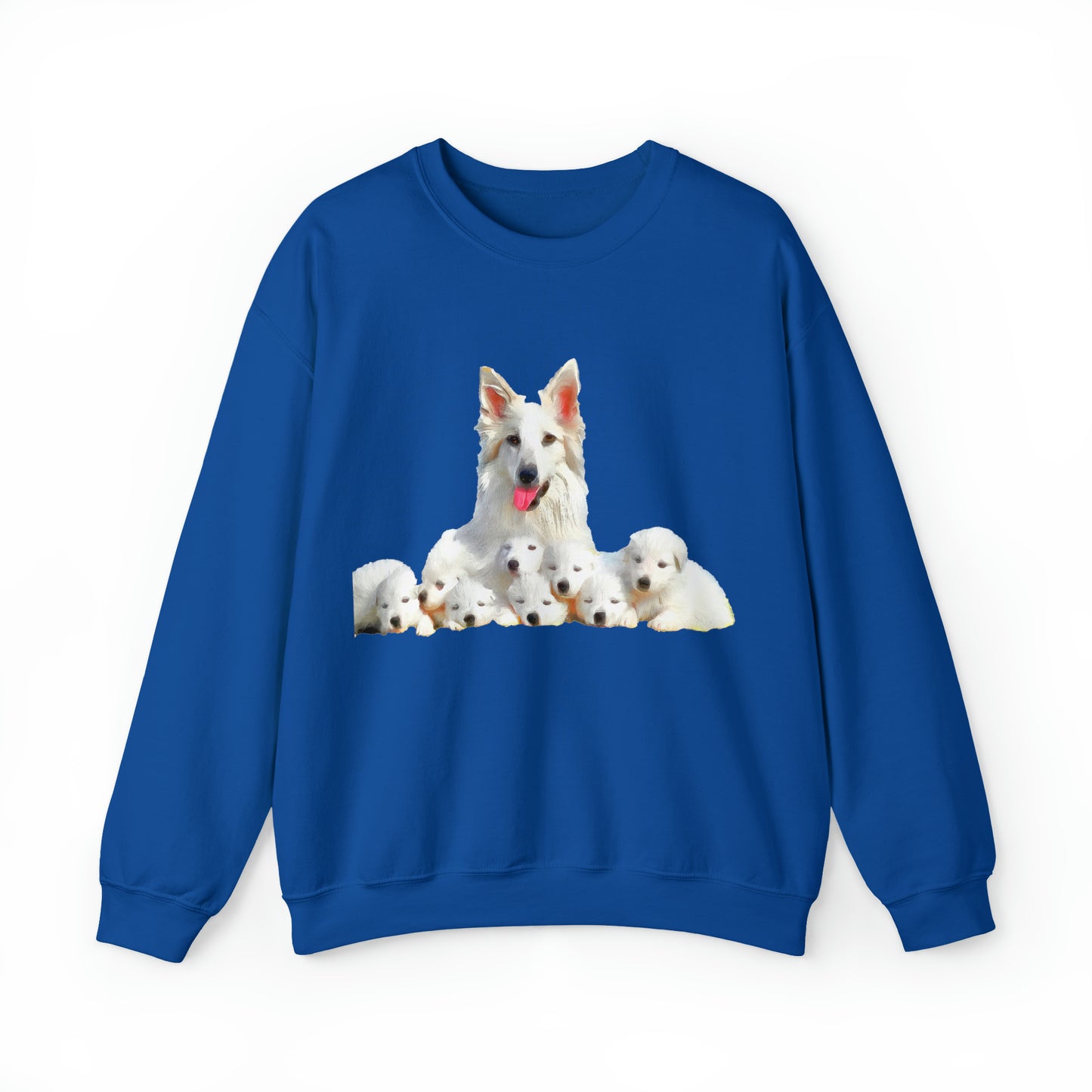 White Swiss Shepherds - 'Heidi and Her Pups' Unisex 50/50 Crewneck Sweatshirt