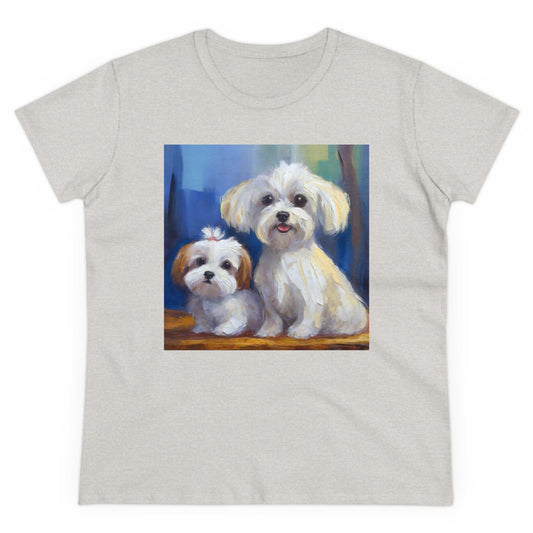 Maltese Puppies Women's Midweight Cotton Tee