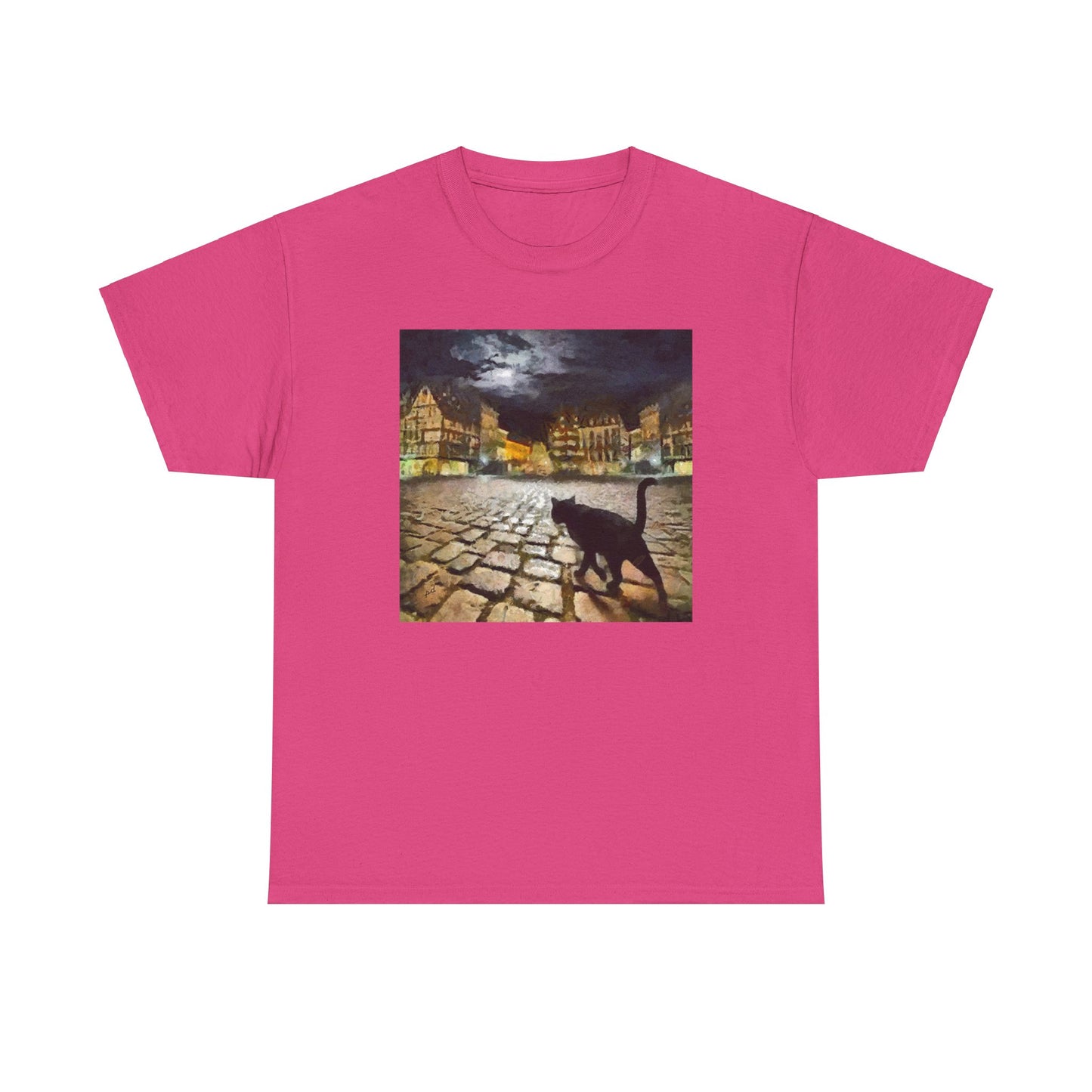 Night Cat Unisex Heavy Cotton Tee