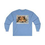 Shetland Sheepdog 'Sleepy Sheltie' Unisex Cotton Long Sleeve Tee