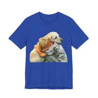 Yellow Labrador Retriever and Child - Unisex Jersey Short Sleeve Tee