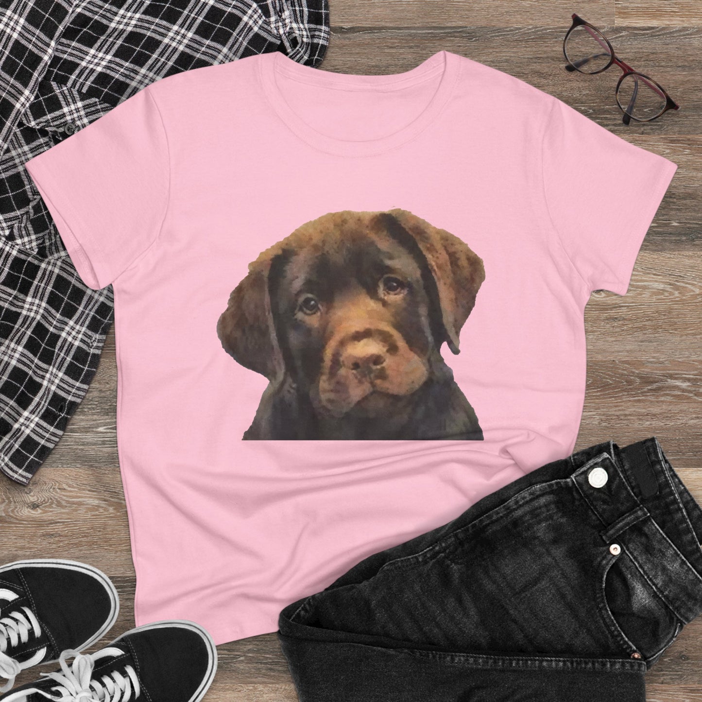 Chocolate Labrador Puppy 'Chocolate Lab' Women's Midweight Cotton Tee