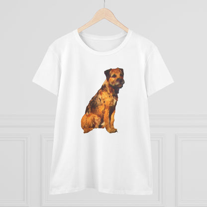 Charming Border Terrier 'Andrew' Women's Midweight Cotton Tee