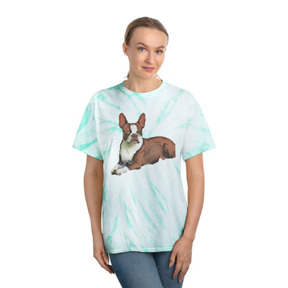 Boston Terrier 'Seely' Unisex Cotton Tie-Dye Tee, Cyclone