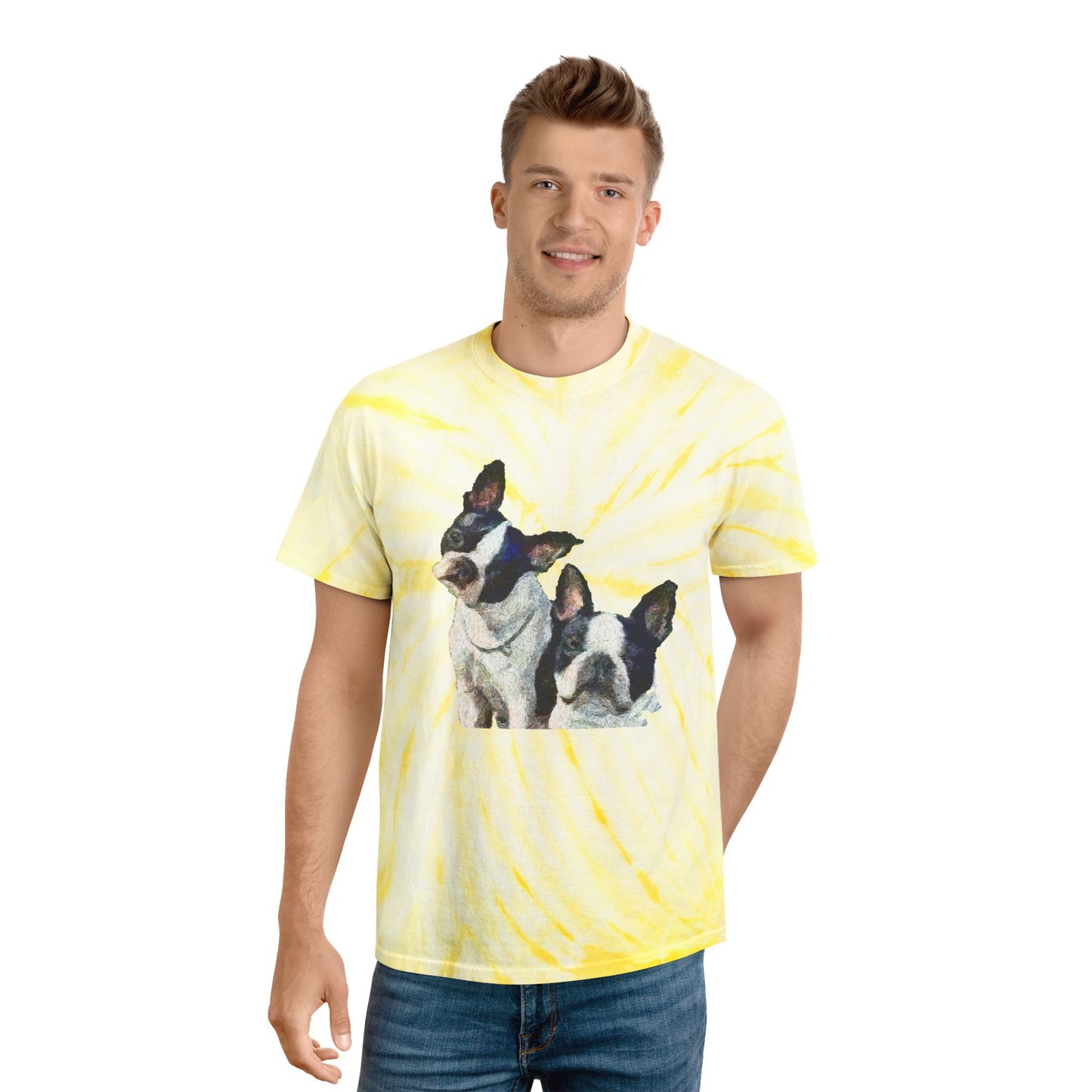 Boston Terriers 'Skipper & Dee Dee' Unisex Cotton Tie-Dye Tee, Cyclone