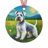 White Schnauzer Christmas Tree  Metal Ornaments