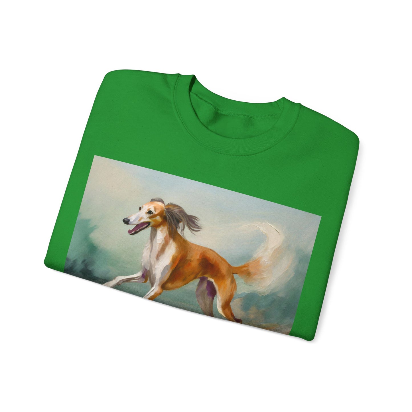 Saluki 'On the Run' Unisex 50/50 Crewneck Sweatshirt