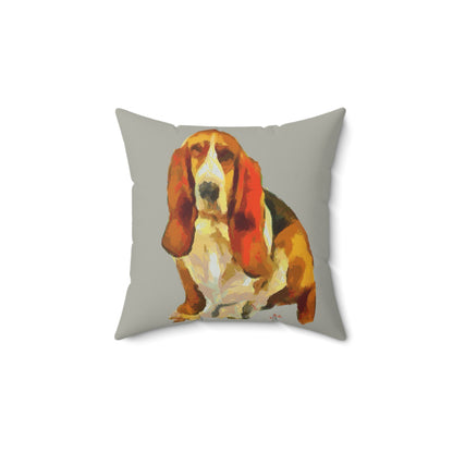 Basset Hound 'Lautrec' Spun Polyester Throw Pillow