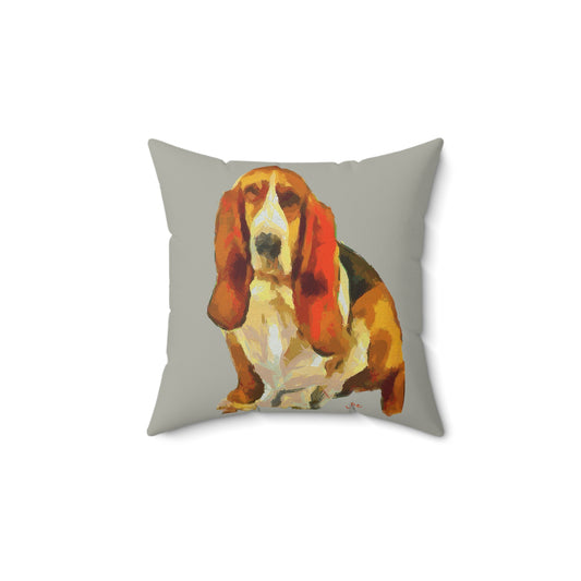 Basset Hound 'Lautrec' Spun Polyester Throw Pillow