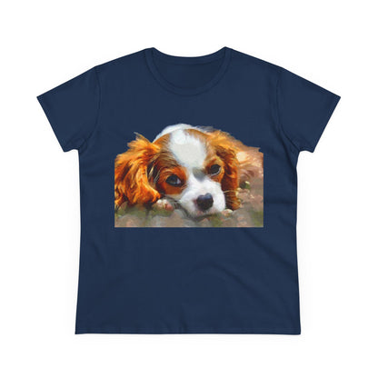 King Charles Spaniel 'Puppy #2' Women's Midweight Cotton Tee
