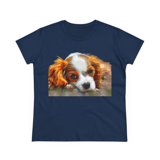 King Charles Spaniel 'Puppy #2' Women's Midweight Cotton Tee
