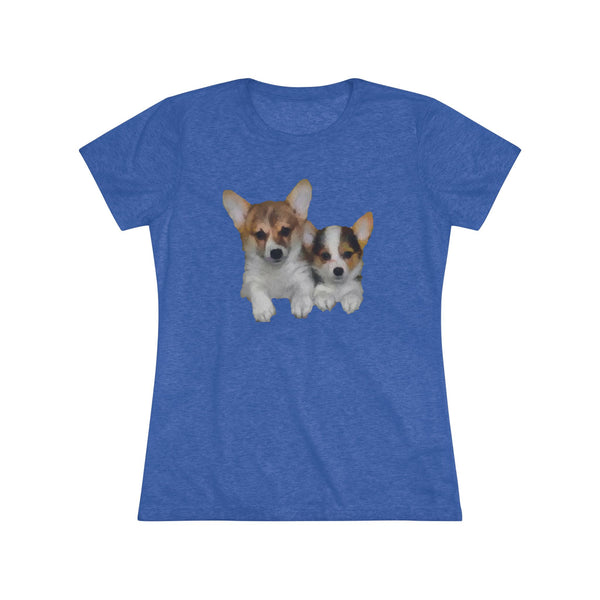 Welsh Corgi 'Cousins' Women's Slim Fit Triblend Tee